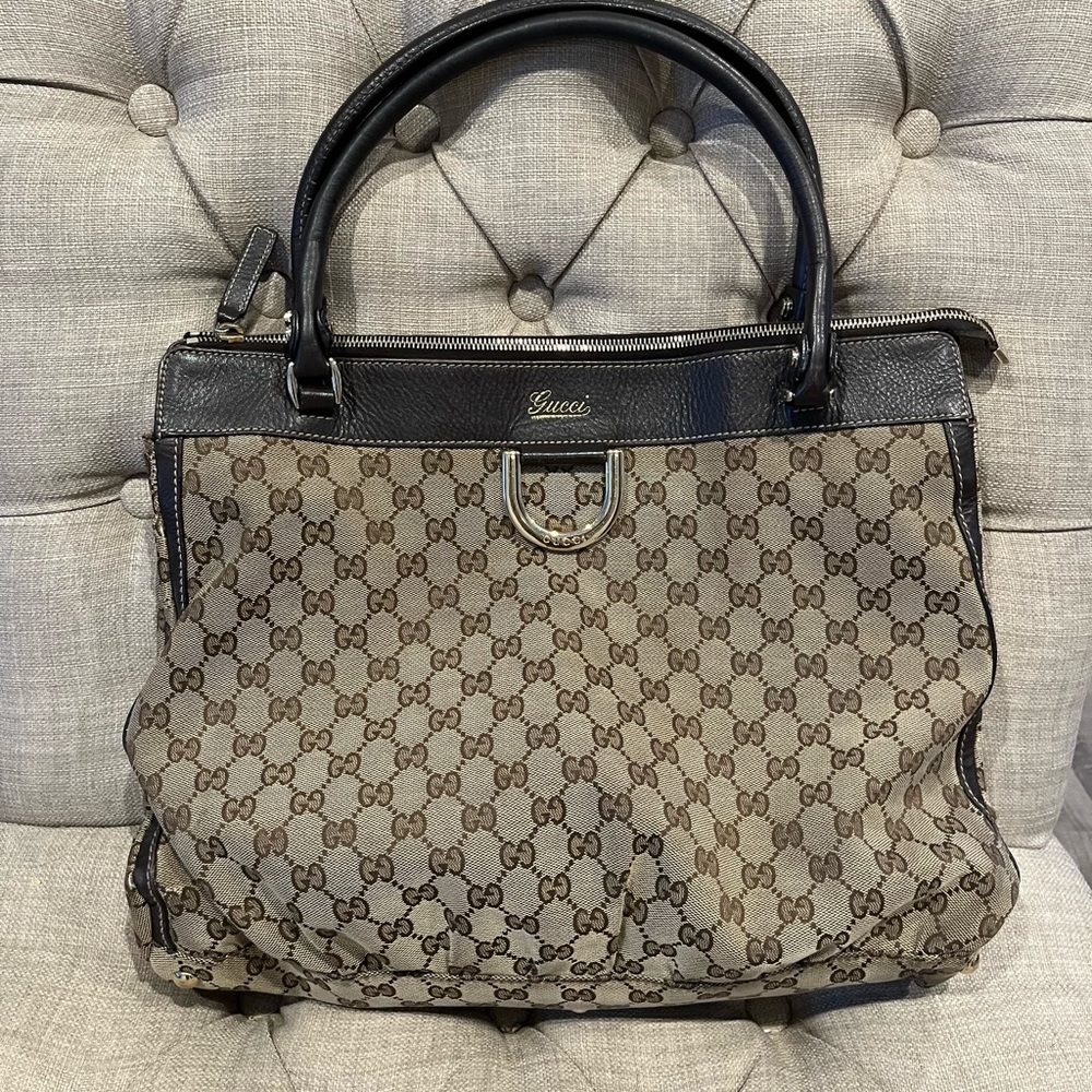 Gucci GG Canvas D Ring Large Hobo Handbag
